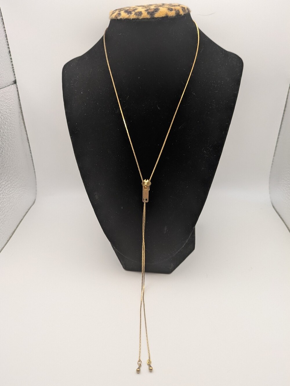 Vintage 70s Gold Toned Zipper Lariat Necklace